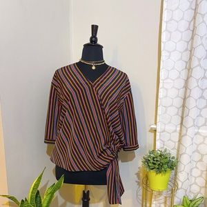 Eloquii Multi Colored Scrunch Side Top